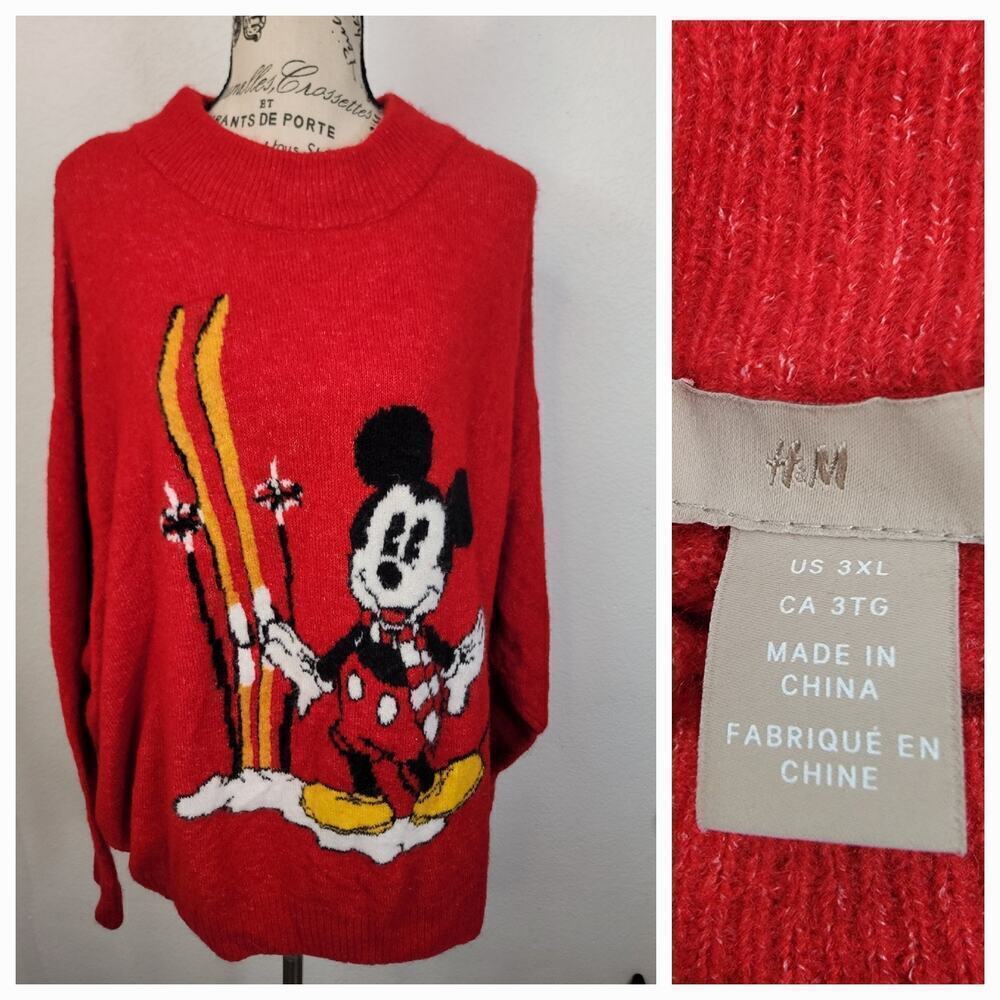 H&M x Disney Mickey Mouse Sweatshirt Womens Sz 3XL Red